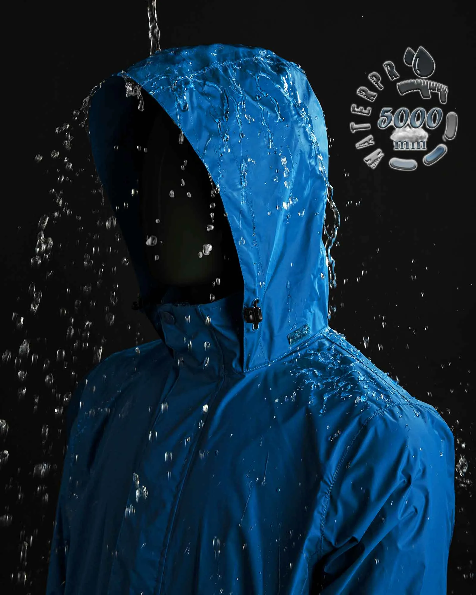 0.70 lbs 5000mm W/P Index 5000 Level Breathable Men's Packable Rain Shell Jacket with 4 Pockets