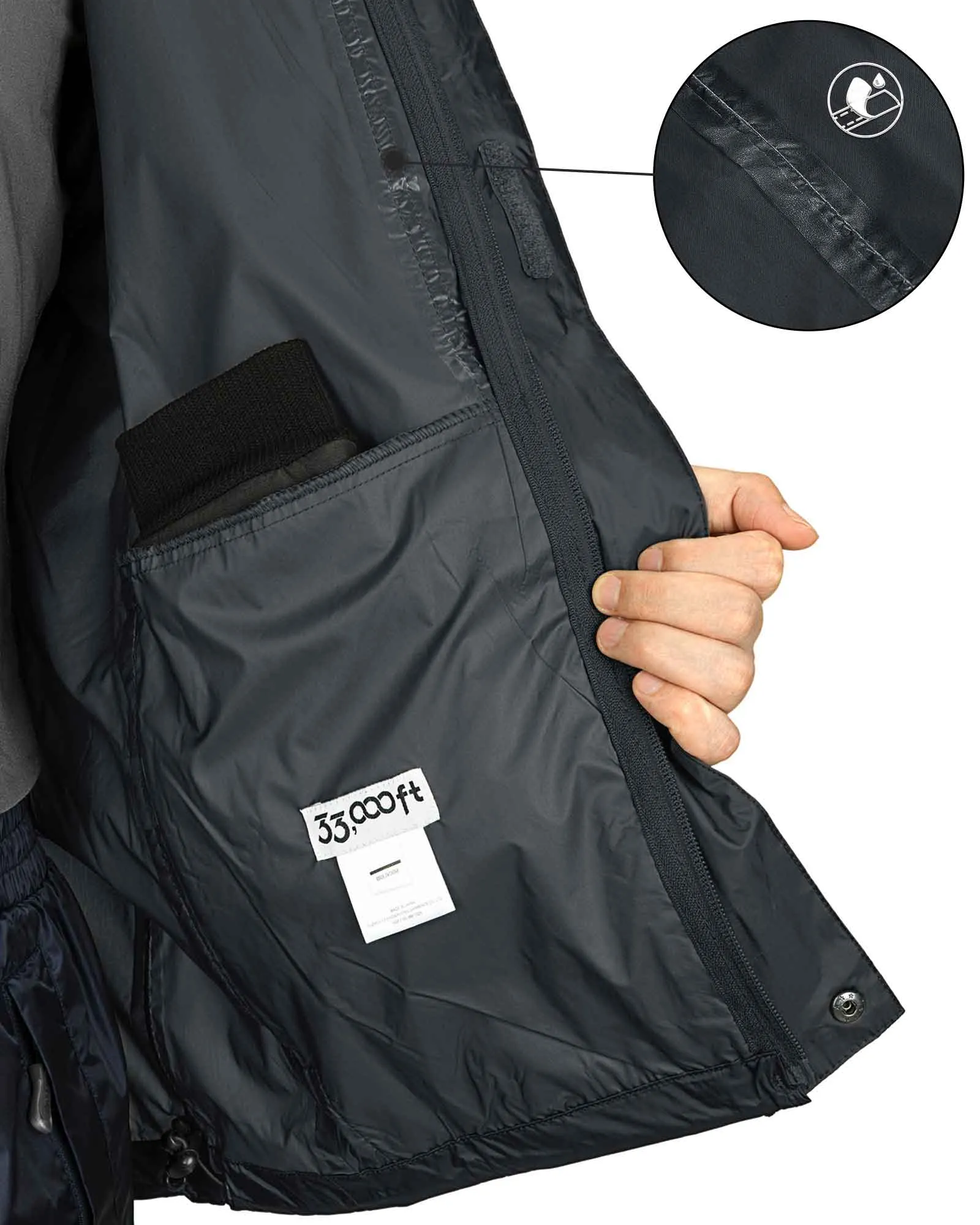 0.70 lbs 5000mm W/P Index 5000 Level Breathable Men's Packable Rain Shell Jacket with 4 Pockets