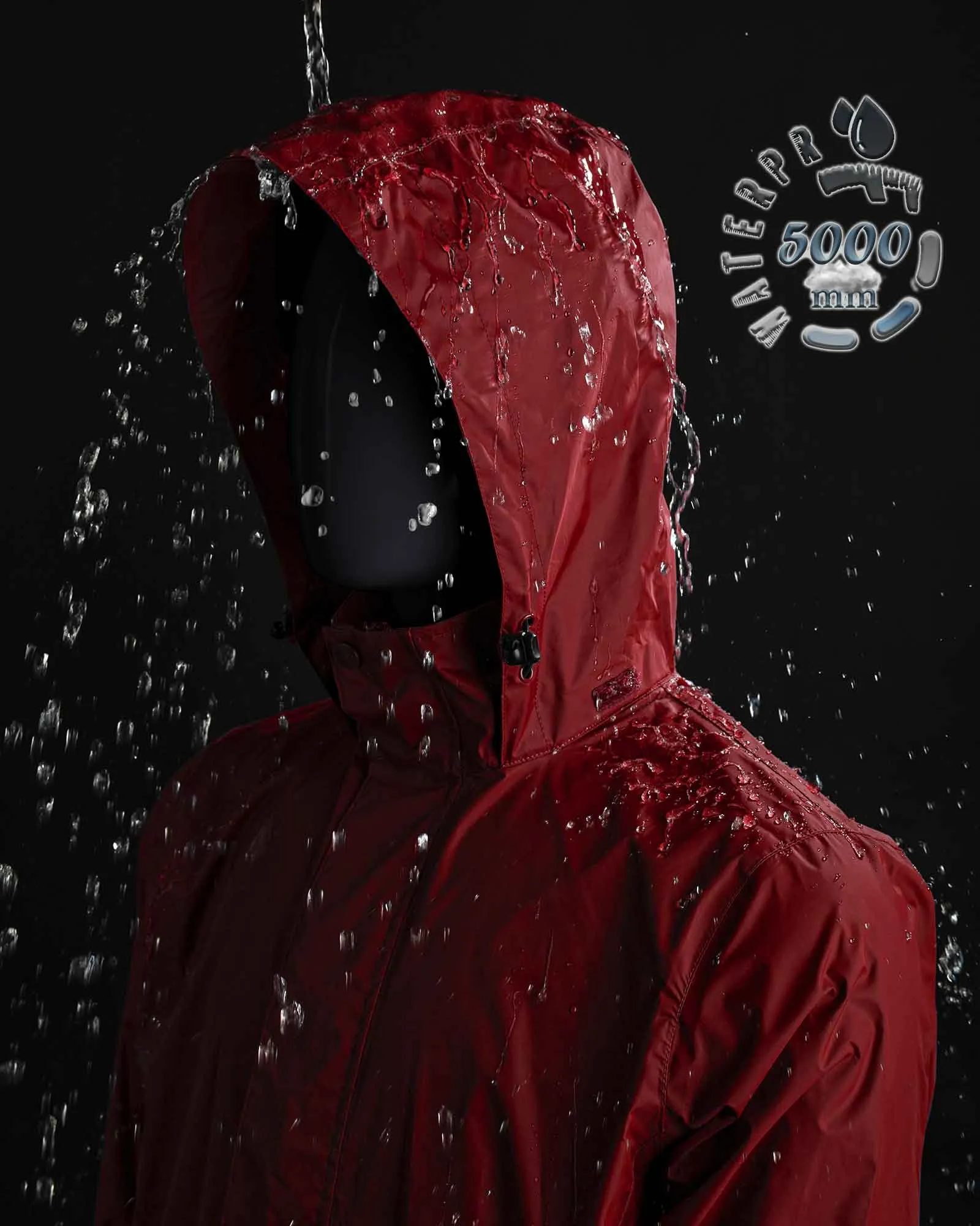 0.70 lbs 5000mm W/P Index 5000 Level Breathable Men's Packable Rain Shell Jacket with 4 Pockets