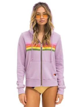 5 Stripe Zip Hoodie, Mauve/Pink Green