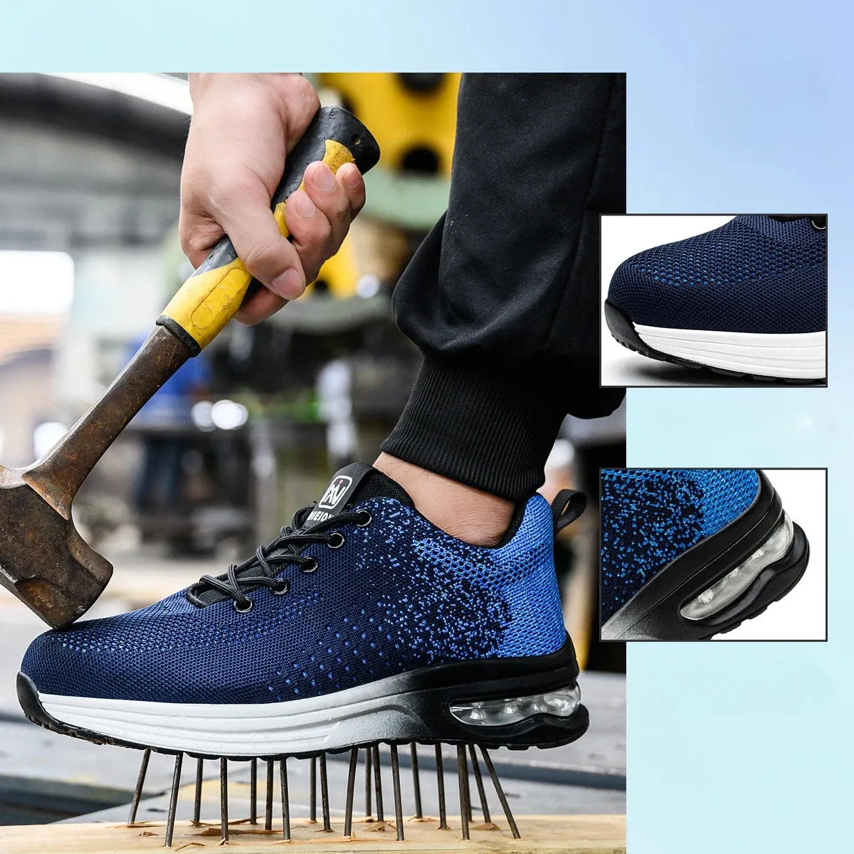 Air Cushion Work Safety Shoes For Men Women Breathable Work Sneakers Steel Toe Shoes