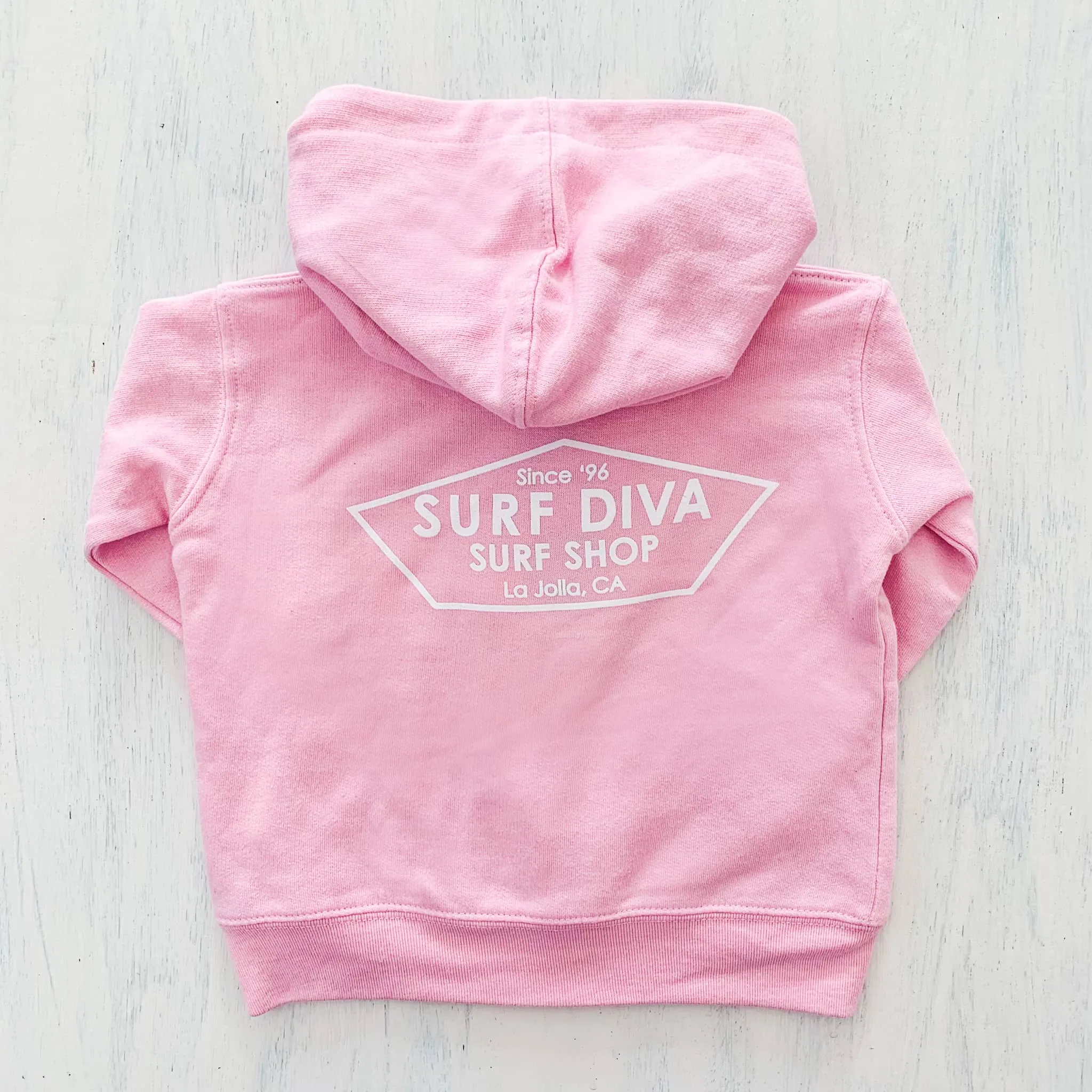 BABY ZIP-UP HOODIE SWEATSHIRT with SURF DIVA SURF SHOP (pink)