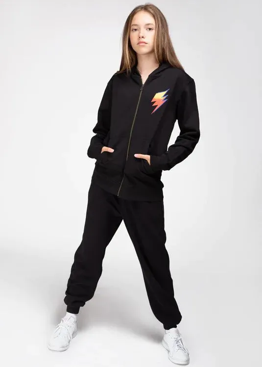 Black Thunderbolt Zip Up Hoodie