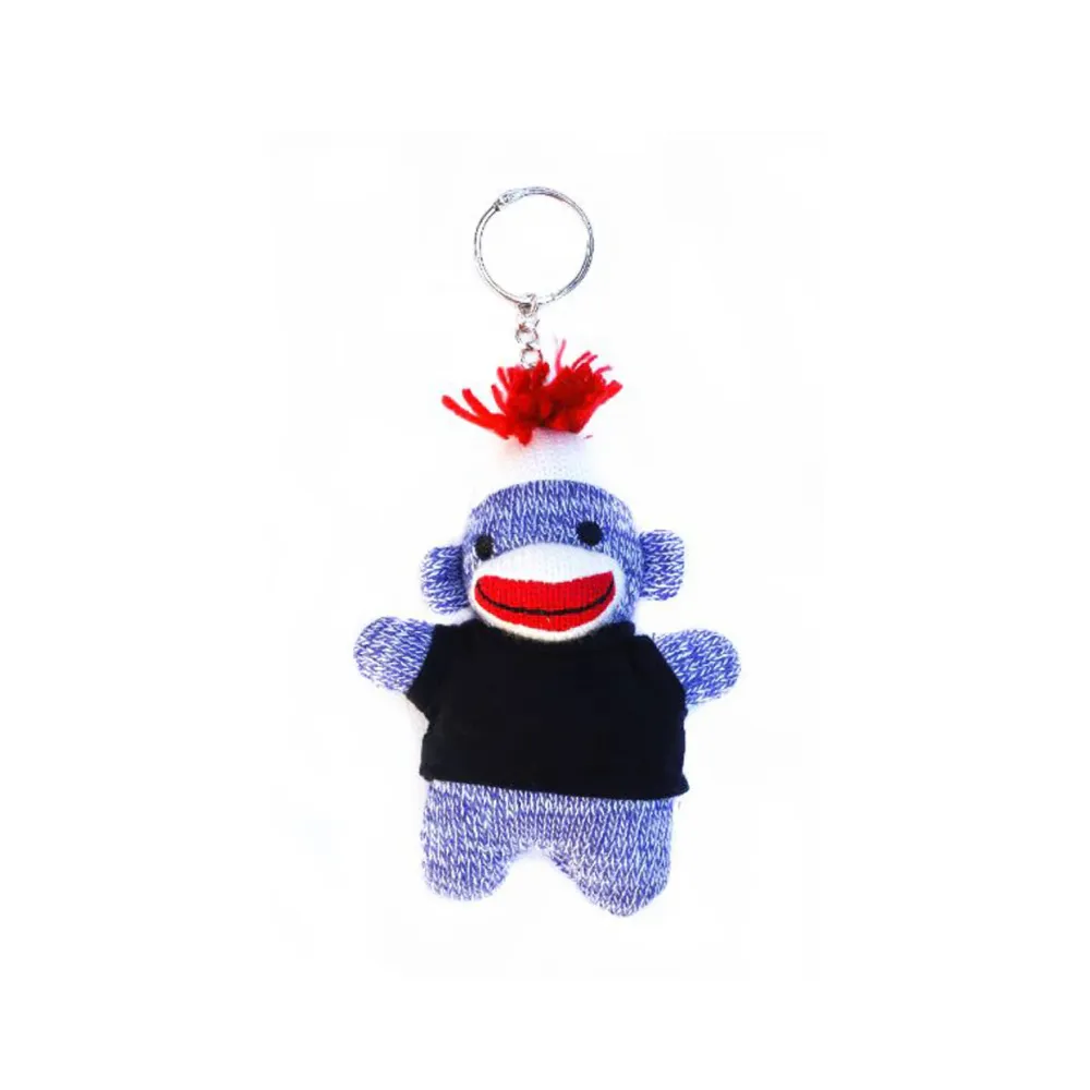 Blue Sock Monkey Keychain 4"