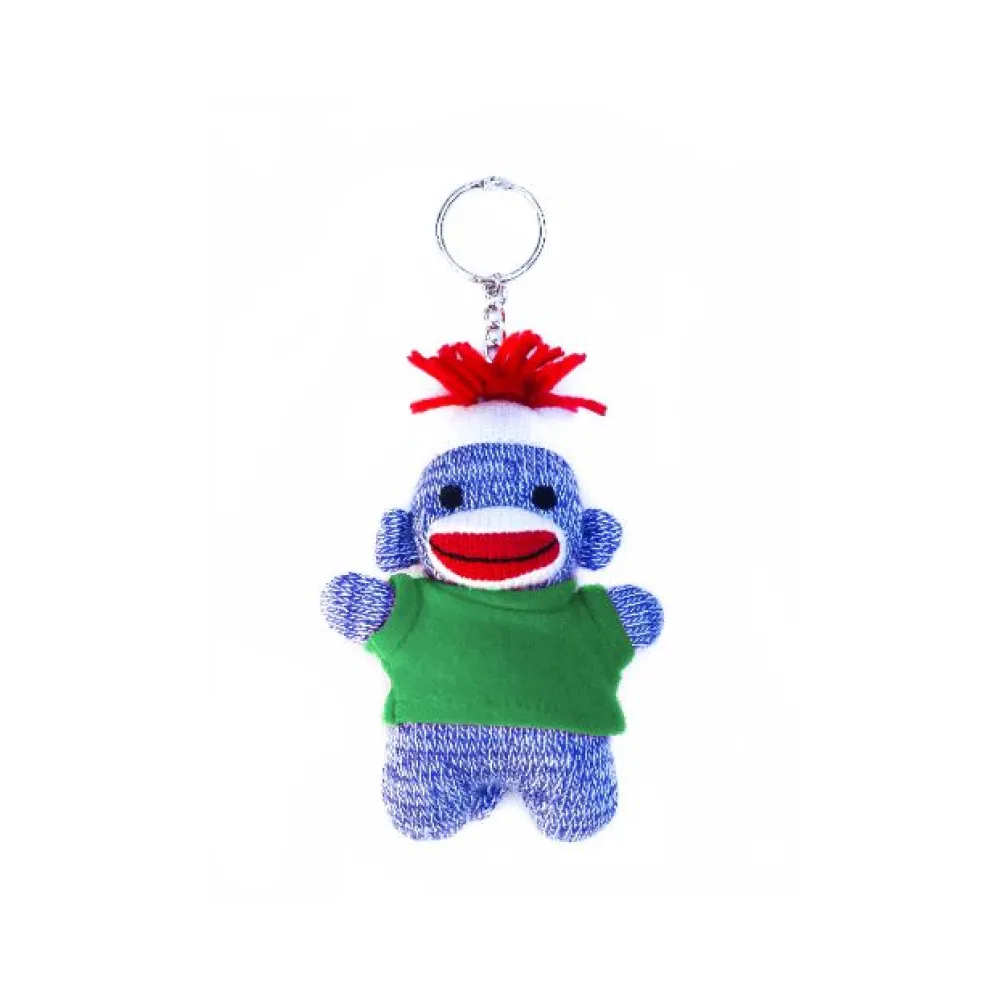 Blue Sock Monkey Keychain 4"