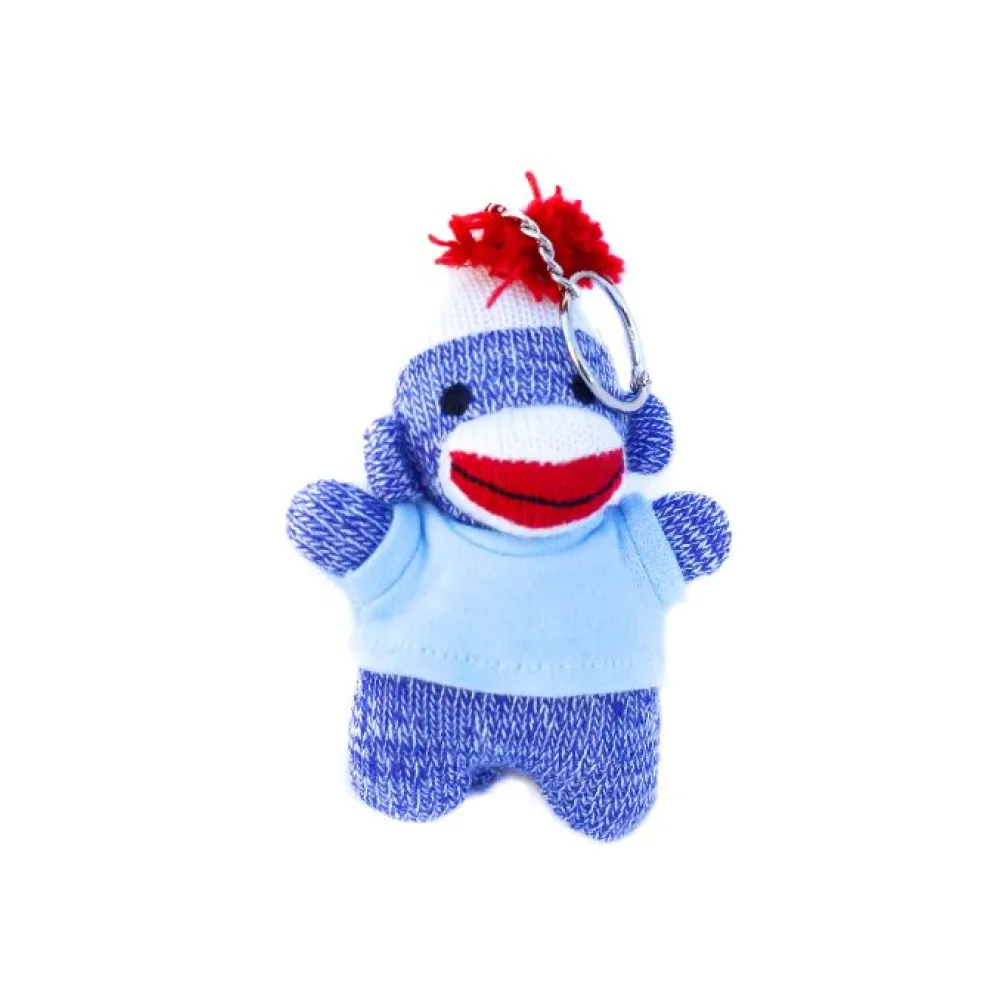 Blue Sock Monkey Keychain 4"