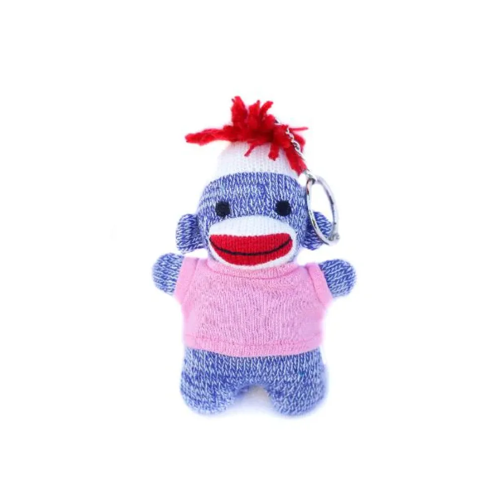 Blue Sock Monkey Keychain 4"