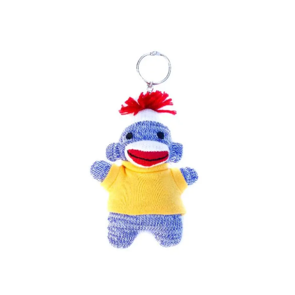 Blue Sock Monkey Keychain 4"