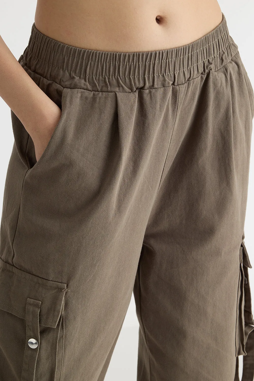 Brown Side-Strap Cargo Pants