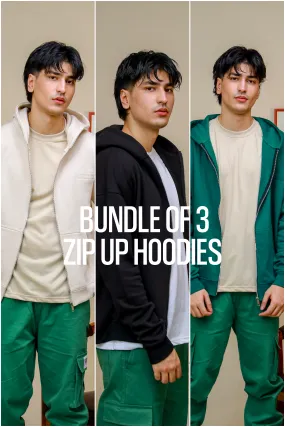 BUNDLE OF 3 ZIP UP HOODIES