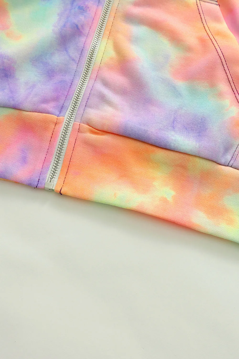 color Tie-dye Pocket Zip Up Hoodie