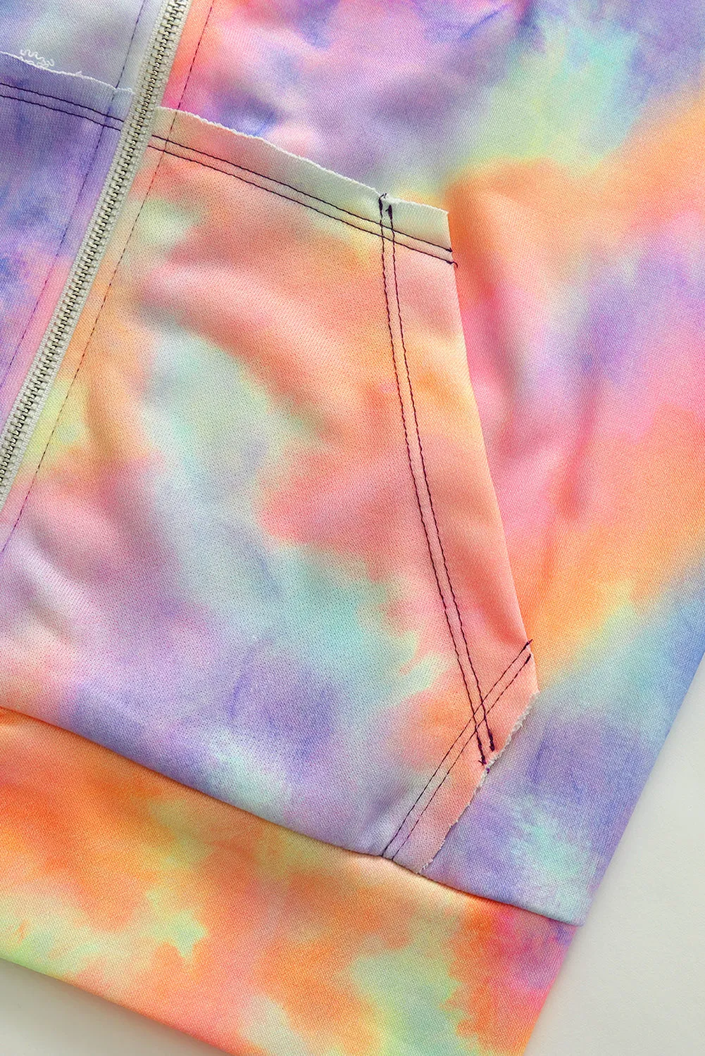 color Tie-dye Pocket Zip Up Hoodie