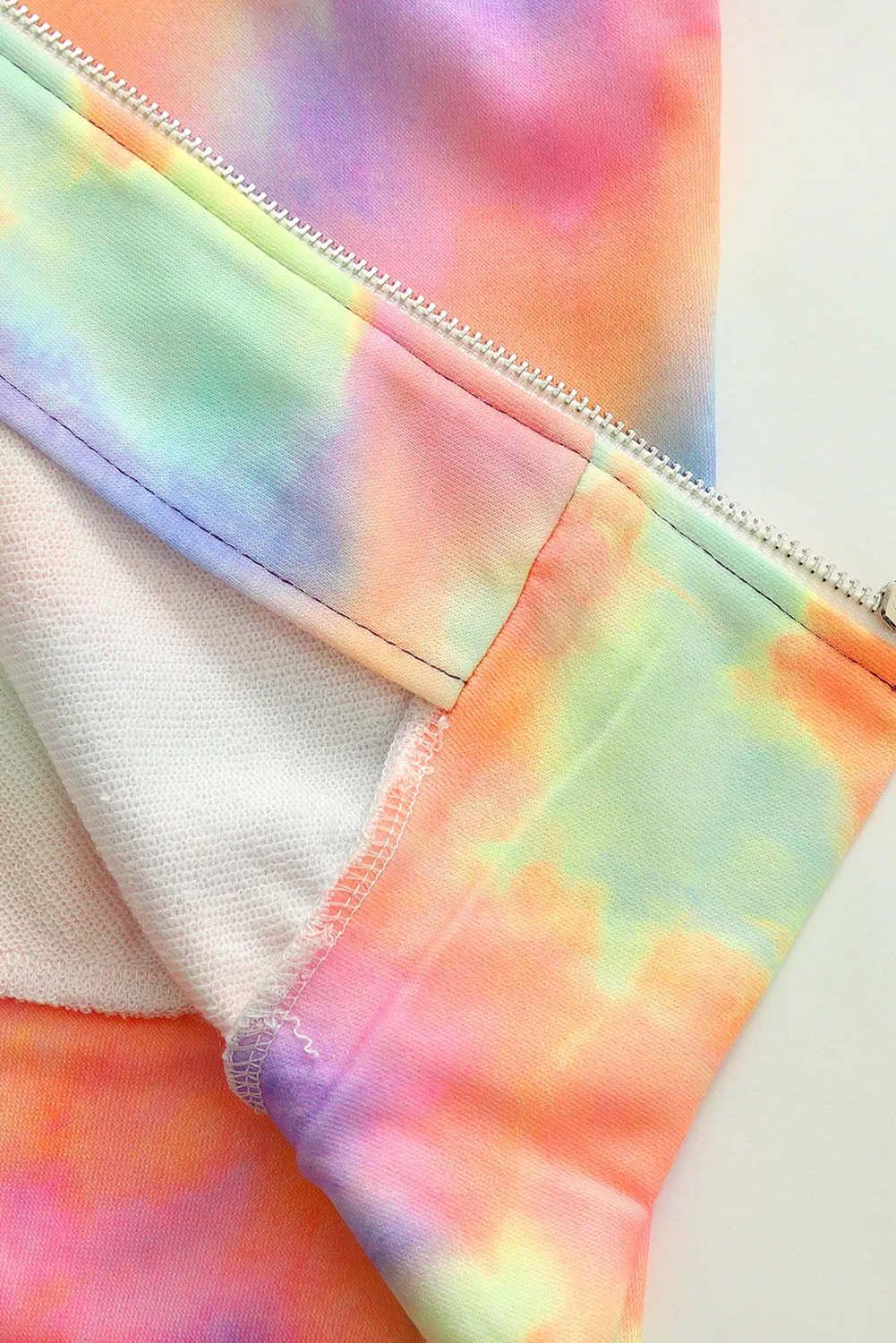 color Tie-dye Pocket Zip Up Hoodie