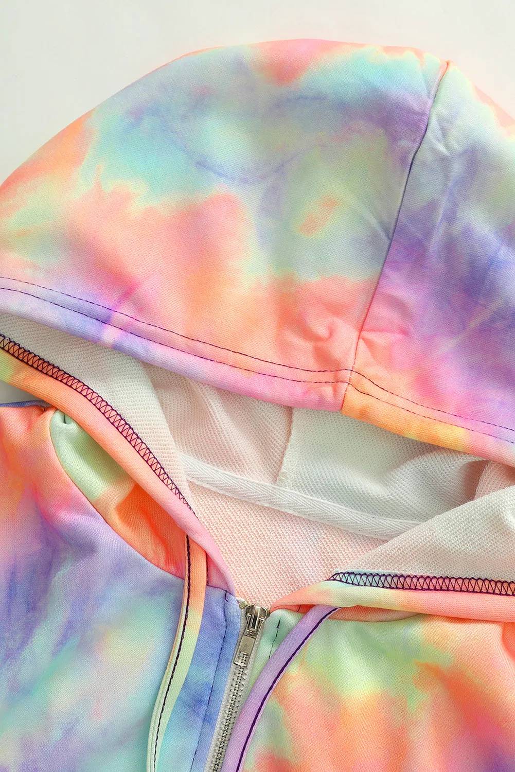 color Tie-dye Pocket Zip Up Hoodie