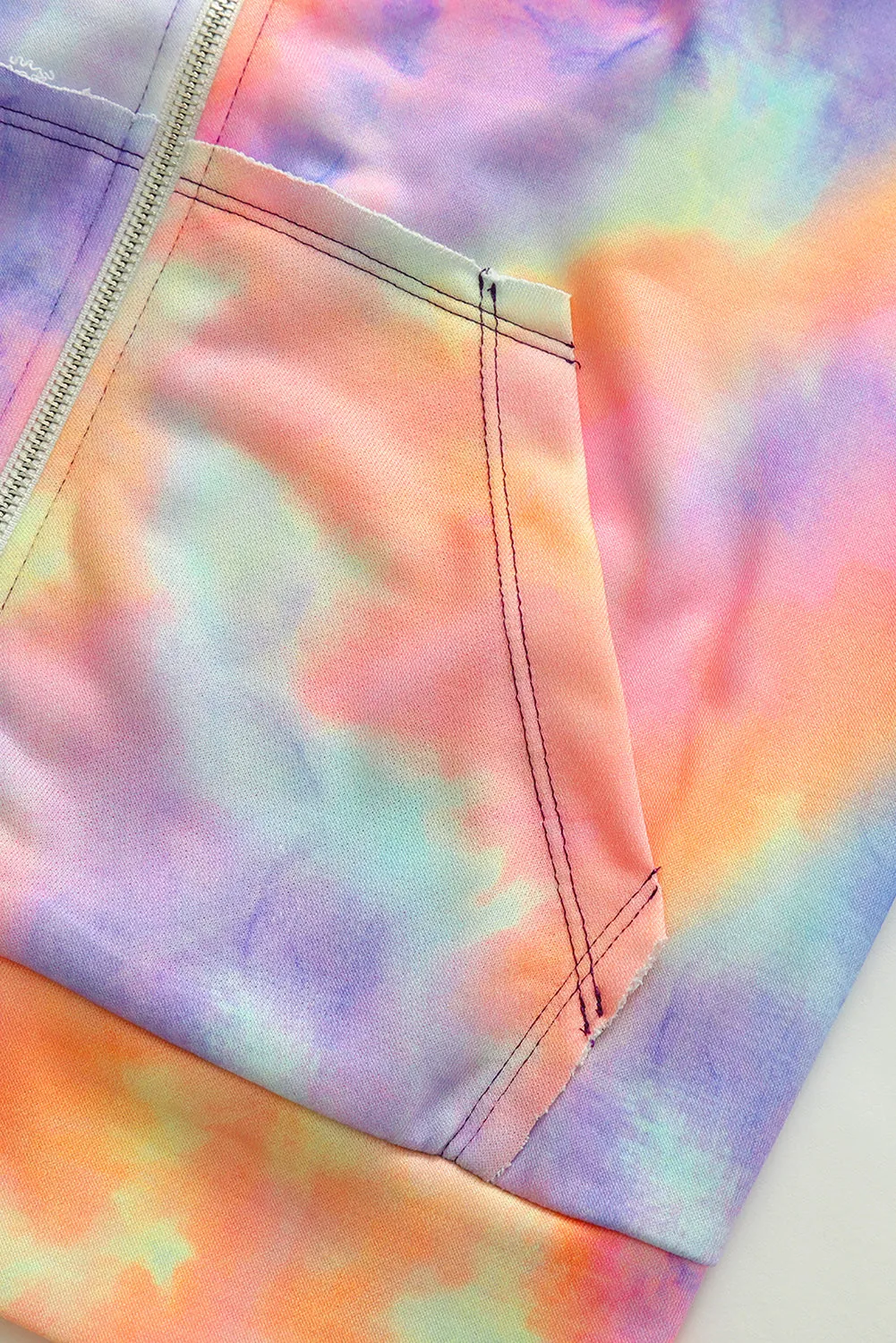 color Tie-dye Pocket Zip Up Hoodie