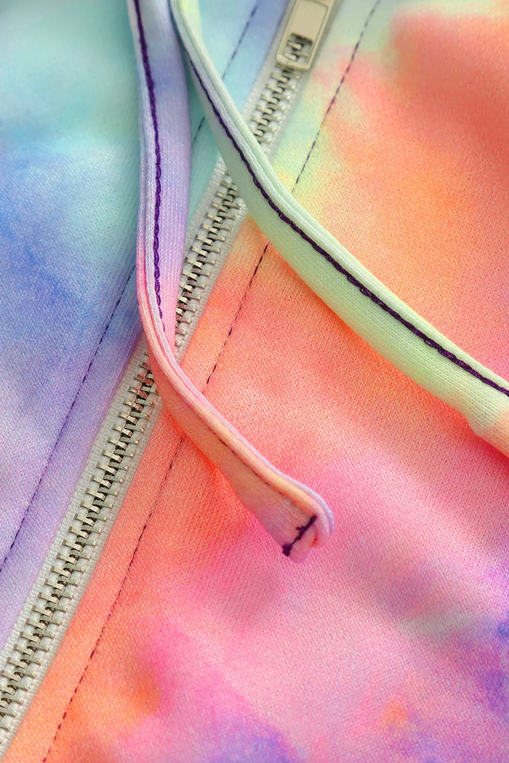 color Tie-dye Pocket Zip Up Hoodie