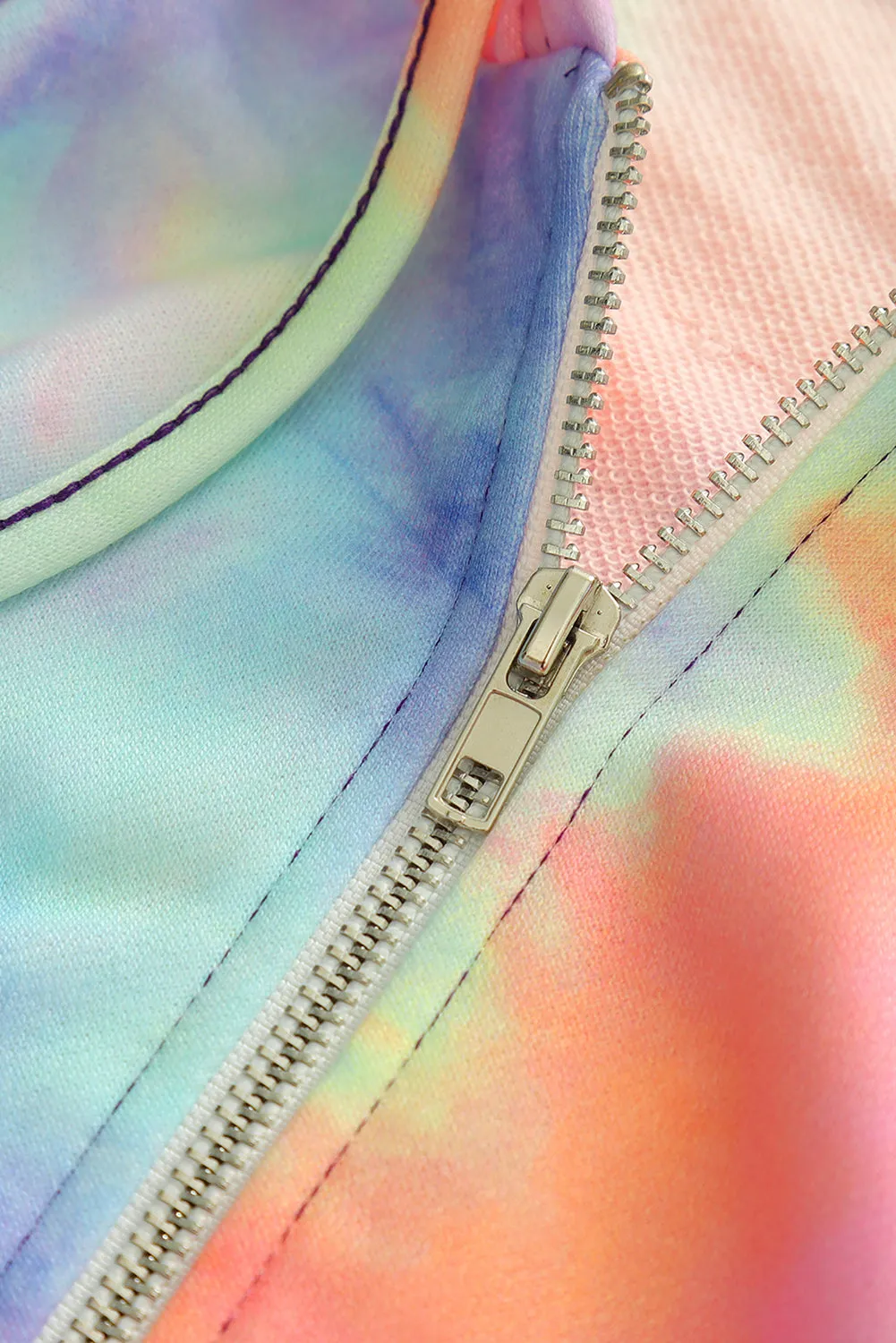 color Tie-dye Pocket Zip Up Hoodie