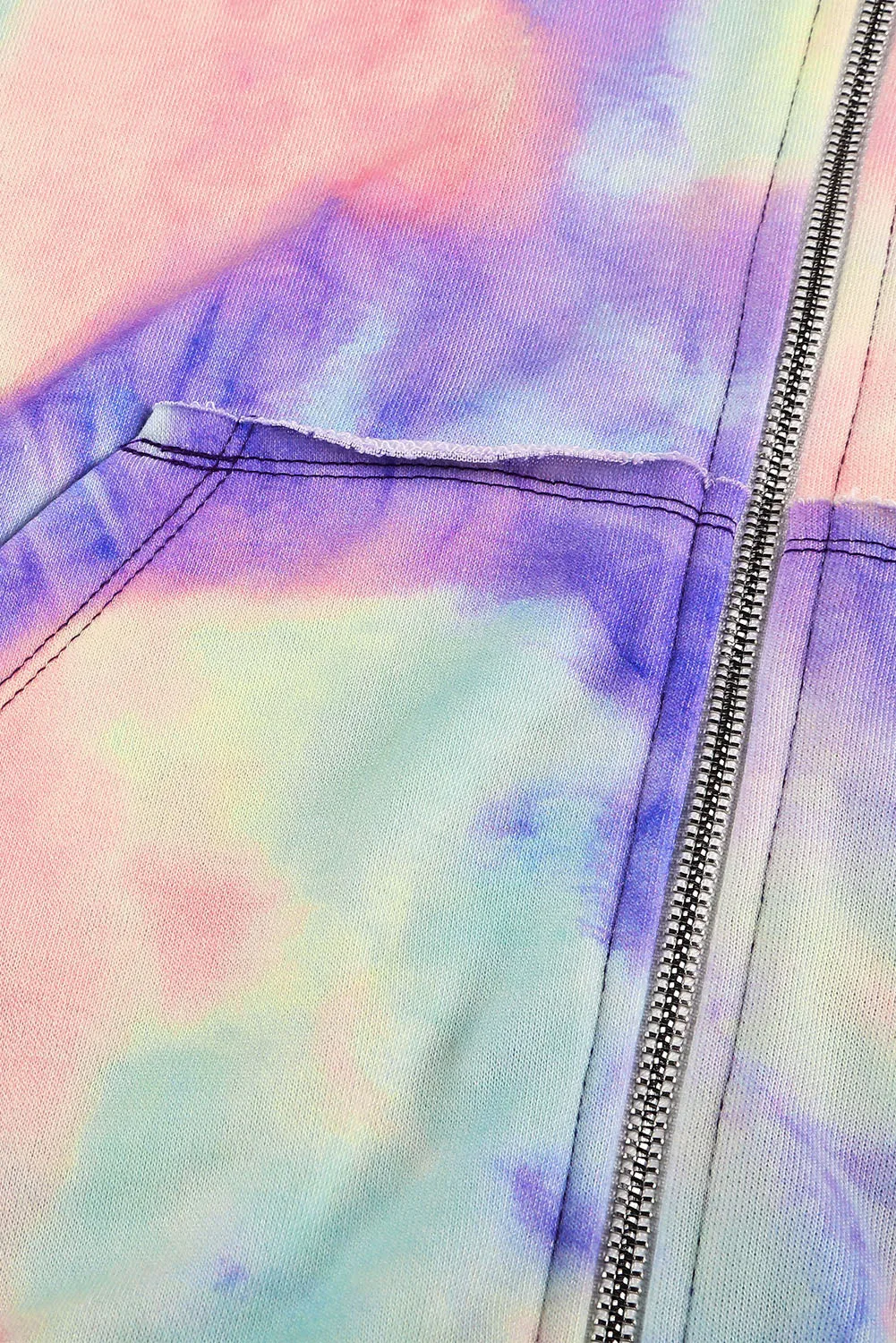 color Tie-dye Pocket Zip Up Hoodie