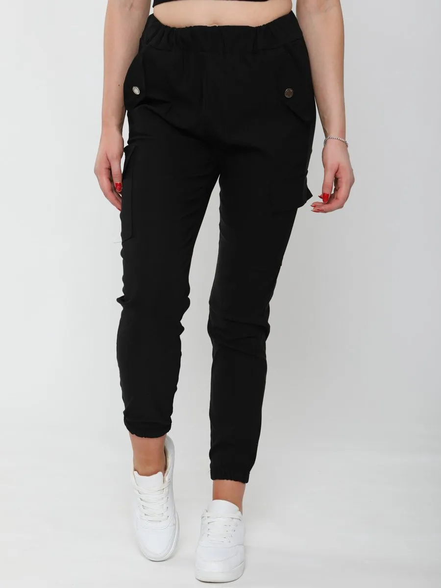 Daffney Utility Pocket Cargo Trouser Pants In Black