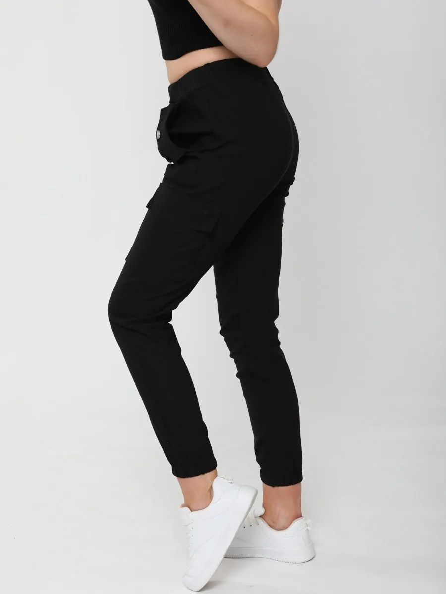 Daffney Utility Pocket Cargo Trouser Pants In Black