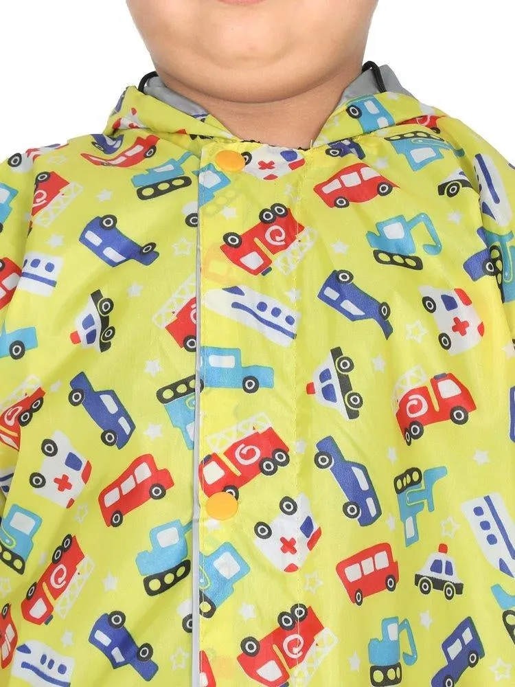 Fabseasons Cars Printed Waterproof Long - Full Raincoat for Kids with hood