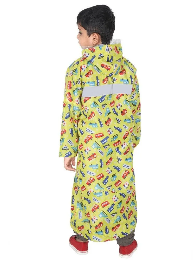 Fabseasons Cars Printed Waterproof Long - Full Raincoat for Kids with hood