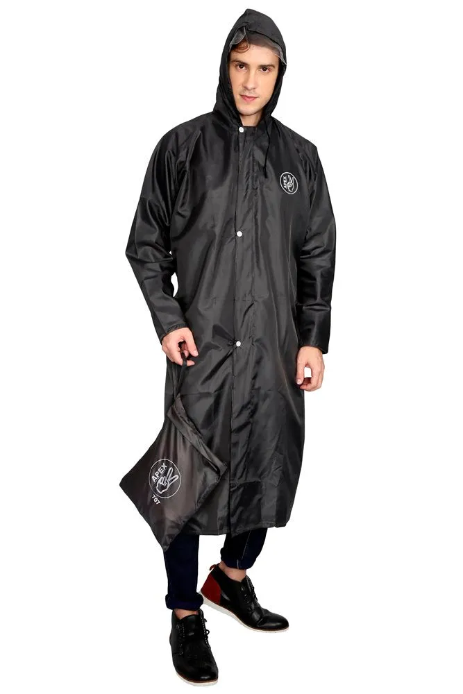 Fabseasons Grey Apex High Quality Long Unisex Raincoat -with Adjustable Hood & Reflector at Back