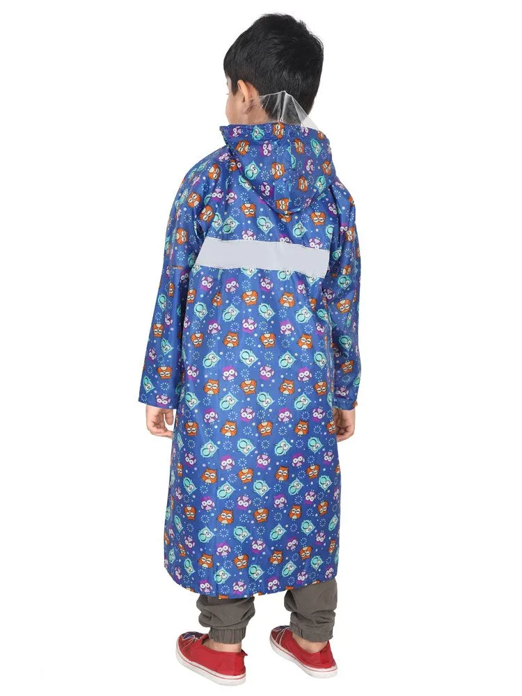 Fabseasons Owl Printed Waterproof Long - Full Raincoat for kids with Hood