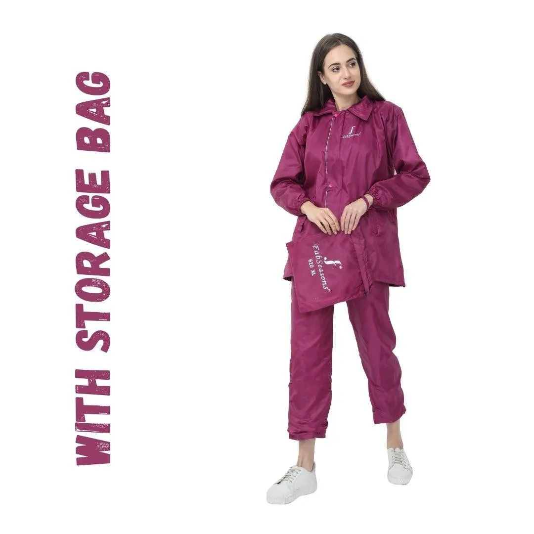 FabSeasons Pink Raincoat Set for women with adjustable Hood and Reflector