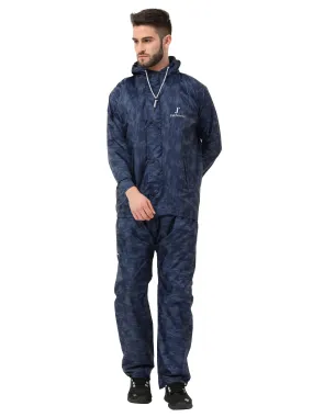 FabSeasons Printed Double Layered Waterproof Unisex Raincoat set of pant & top- Camo Blue