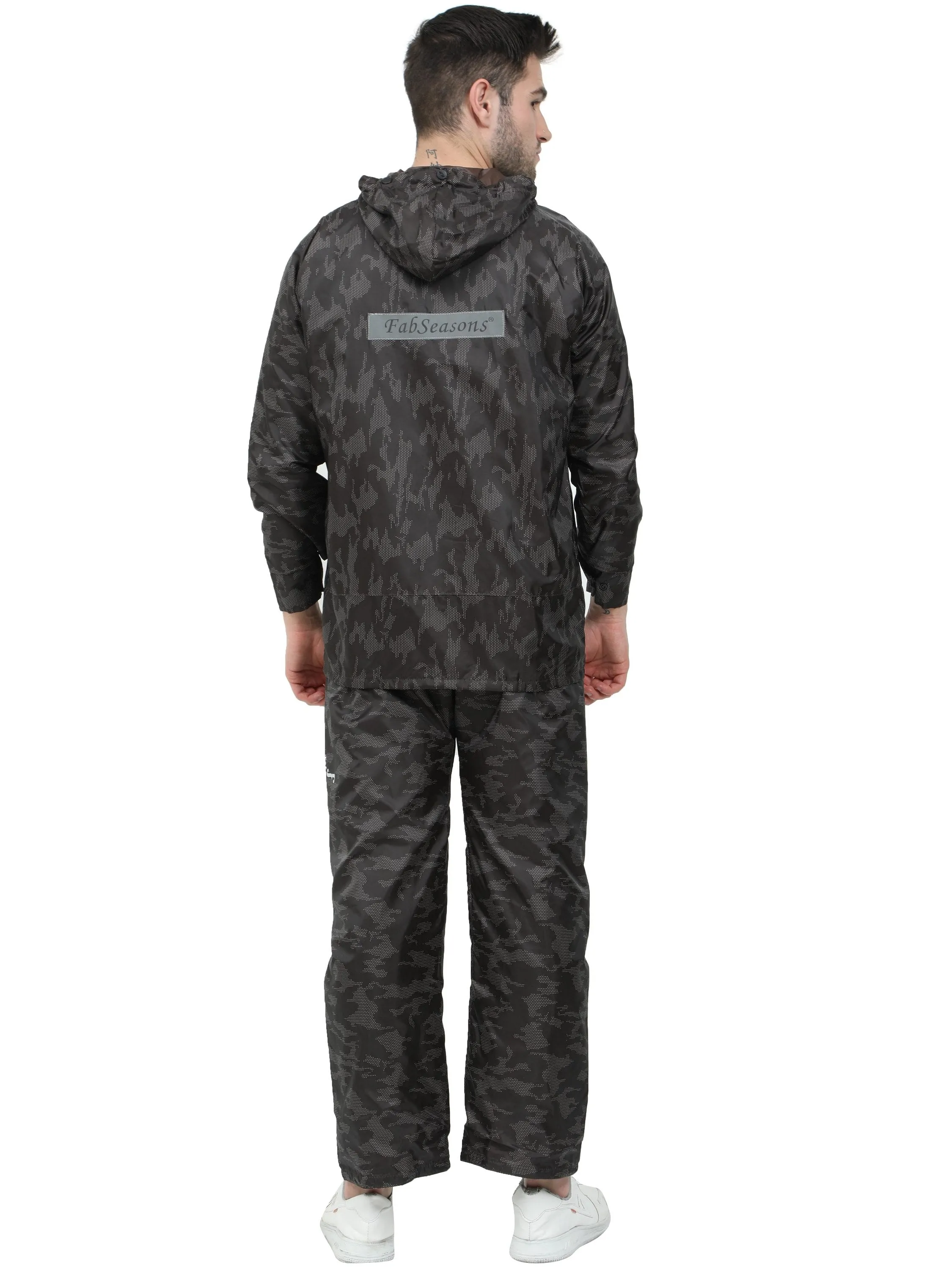 FabSeasons Printed Double Layered Waterproof Unisex Raincoat set of pant & top- Camo Brown