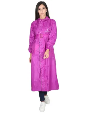 Fabseasons Purple Raincoat for Women with Adjustable Hood & Reflector for Night visibility