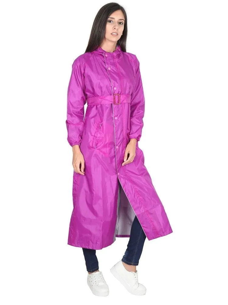 Fabseasons Purple Raincoat for Women with Adjustable Hood & Reflector for Night visibility