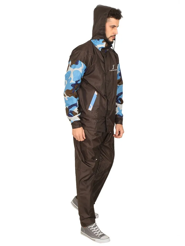 Fabseasons Skyblue High Quality UnisexRaincoat with Hood & Reflector for Night visibility