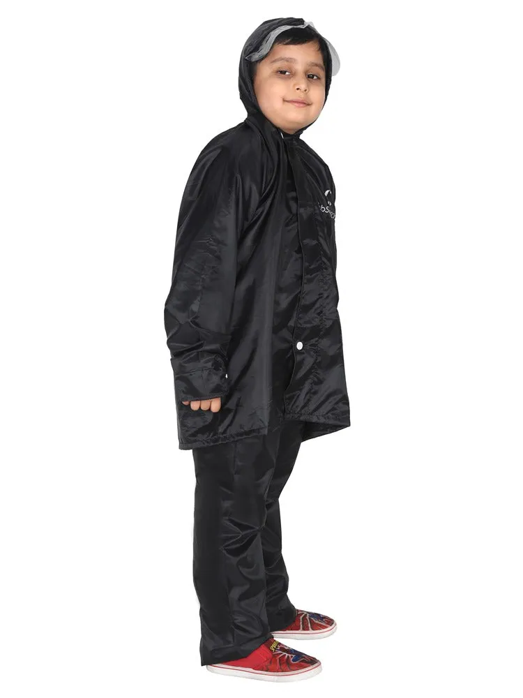 Fabseasons Solid Black Waterproof Raincoat for kids Set of Pant & Top with Hood