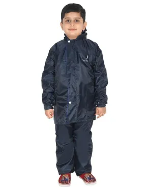 Fabseasons Solid Blue Waterproof Raincoat for kids Set of Pant & Top with Hood