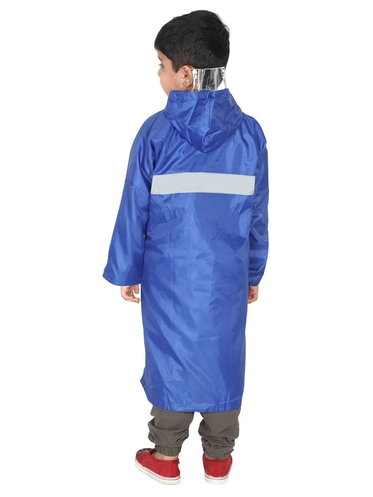 Fabseasons Unisex Blue Waterproof Long - Full  raincoat for Kids with hood