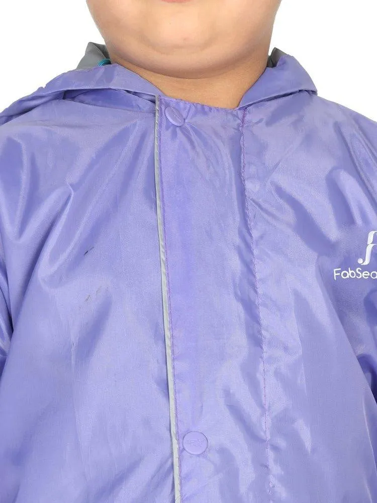 Fabseasons Unisex LightPurple Waterproof Long - Full  raincoat for Kids with hood