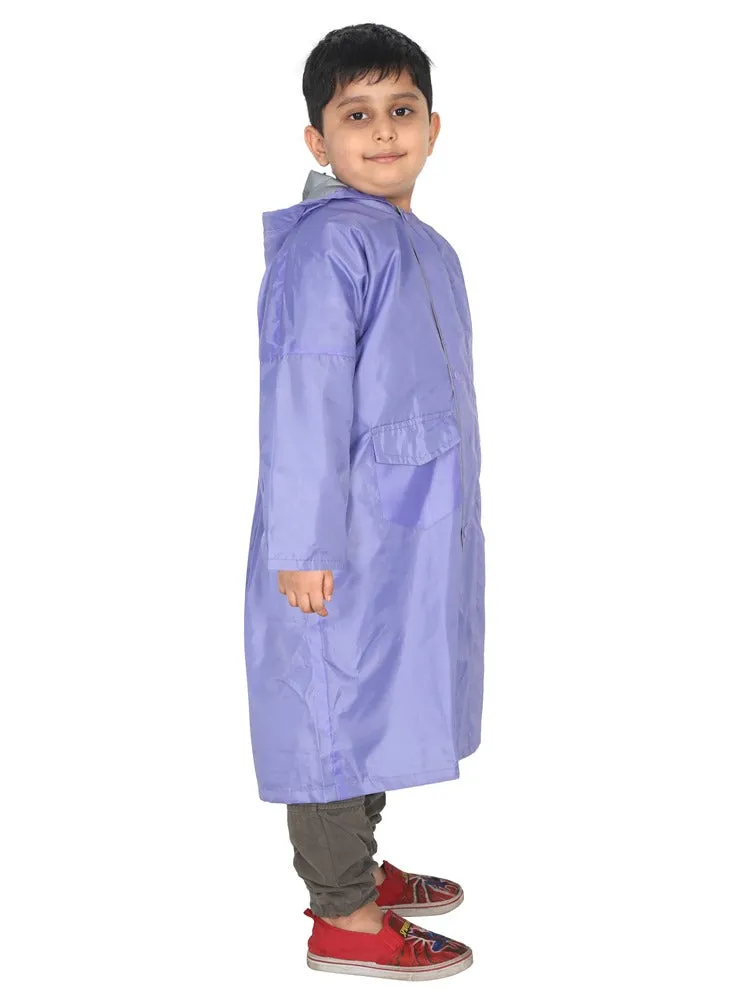 Fabseasons Unisex LightPurple Waterproof Long - Full  raincoat for Kids with hood