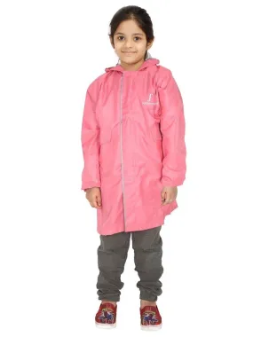 Fabseasons Unisex Peach Waterproof Long - Full  raincoat for Kids with hood