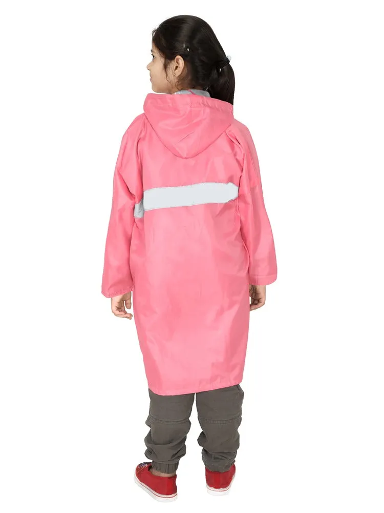 Fabseasons Unisex Peach Waterproof Long - Full  raincoat for Kids with hood