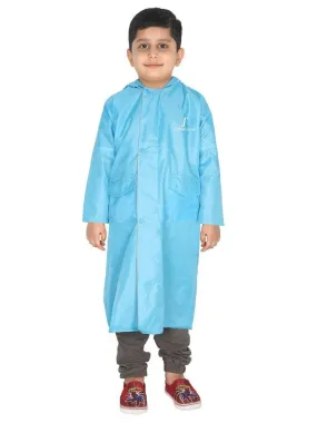 Fabseasons Unisex SkyBlue Waterproof Long - Full  raincoat for Kids with hood