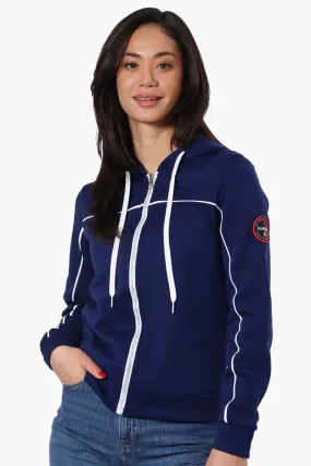 Fahrenheit Piping Detail Zip Up Hoodie - Navy