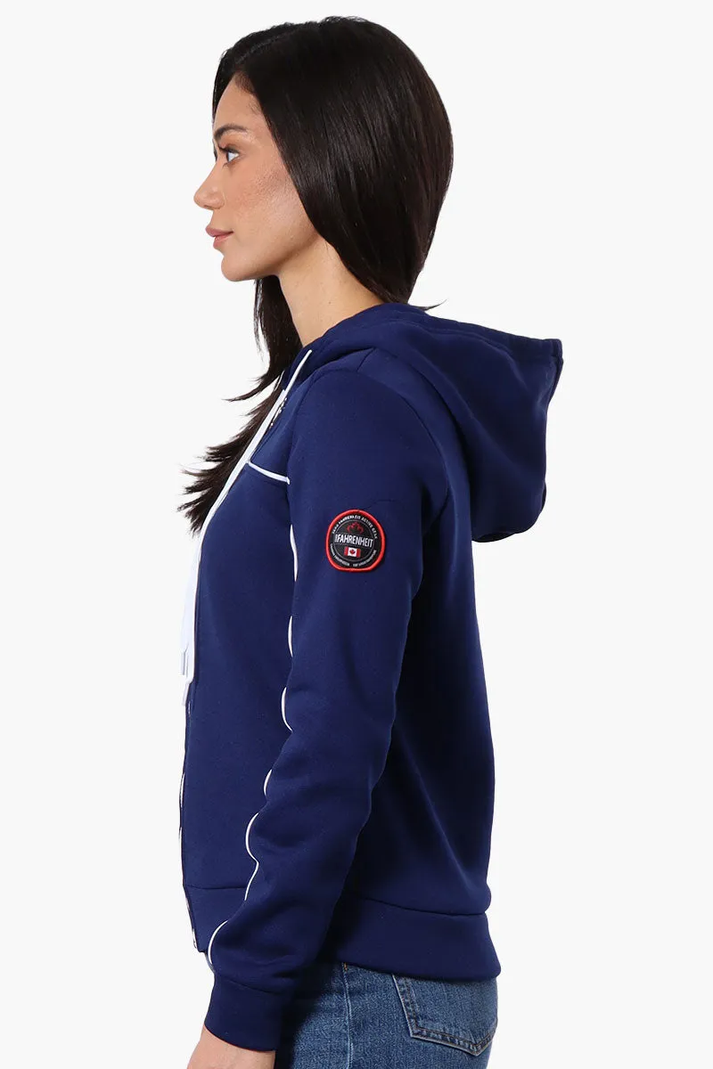 Fahrenheit Piping Detail Zip Up Hoodie - Navy