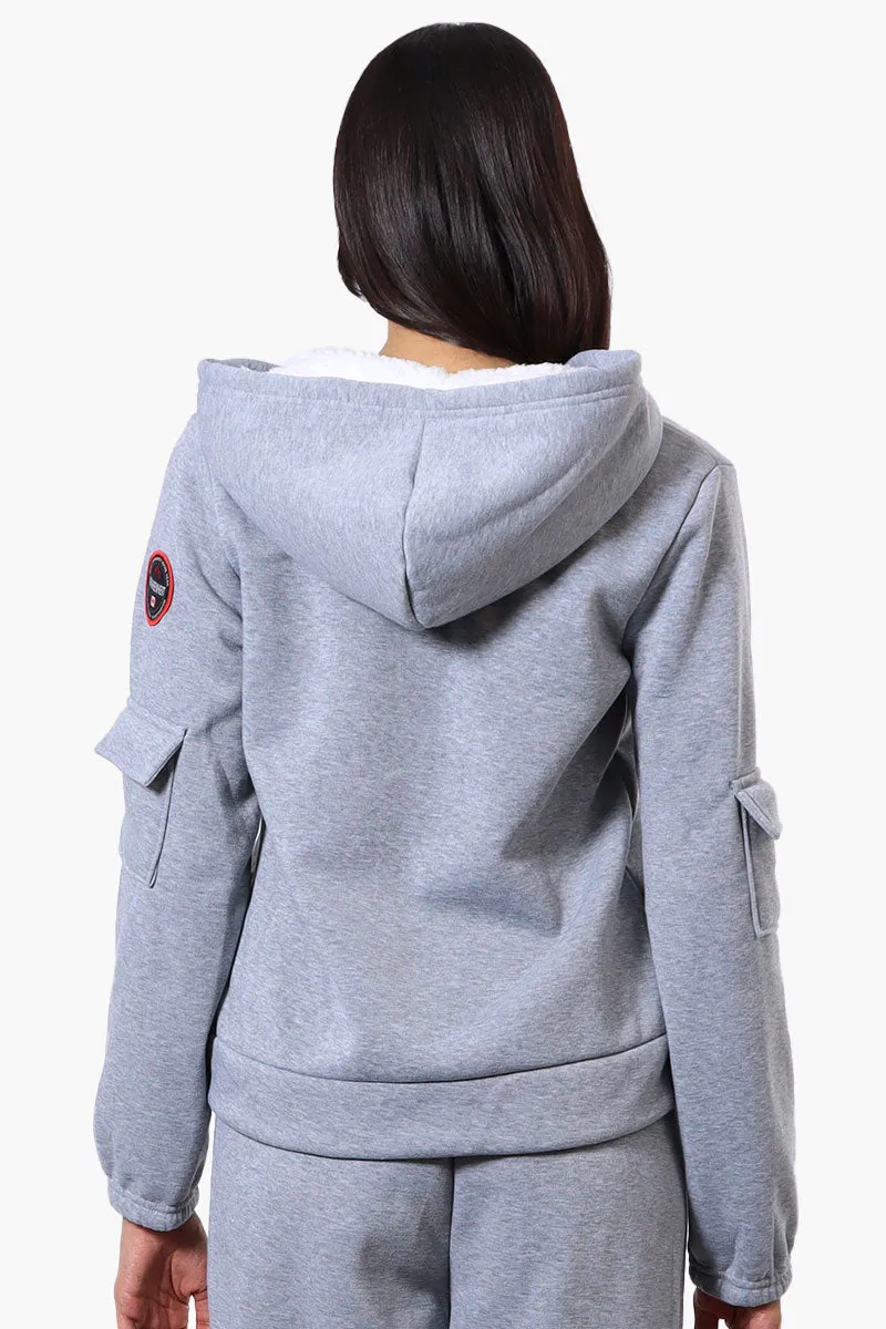 Fahrenheit Sherpa Lined Hood Zip Up Hoodie - Grey