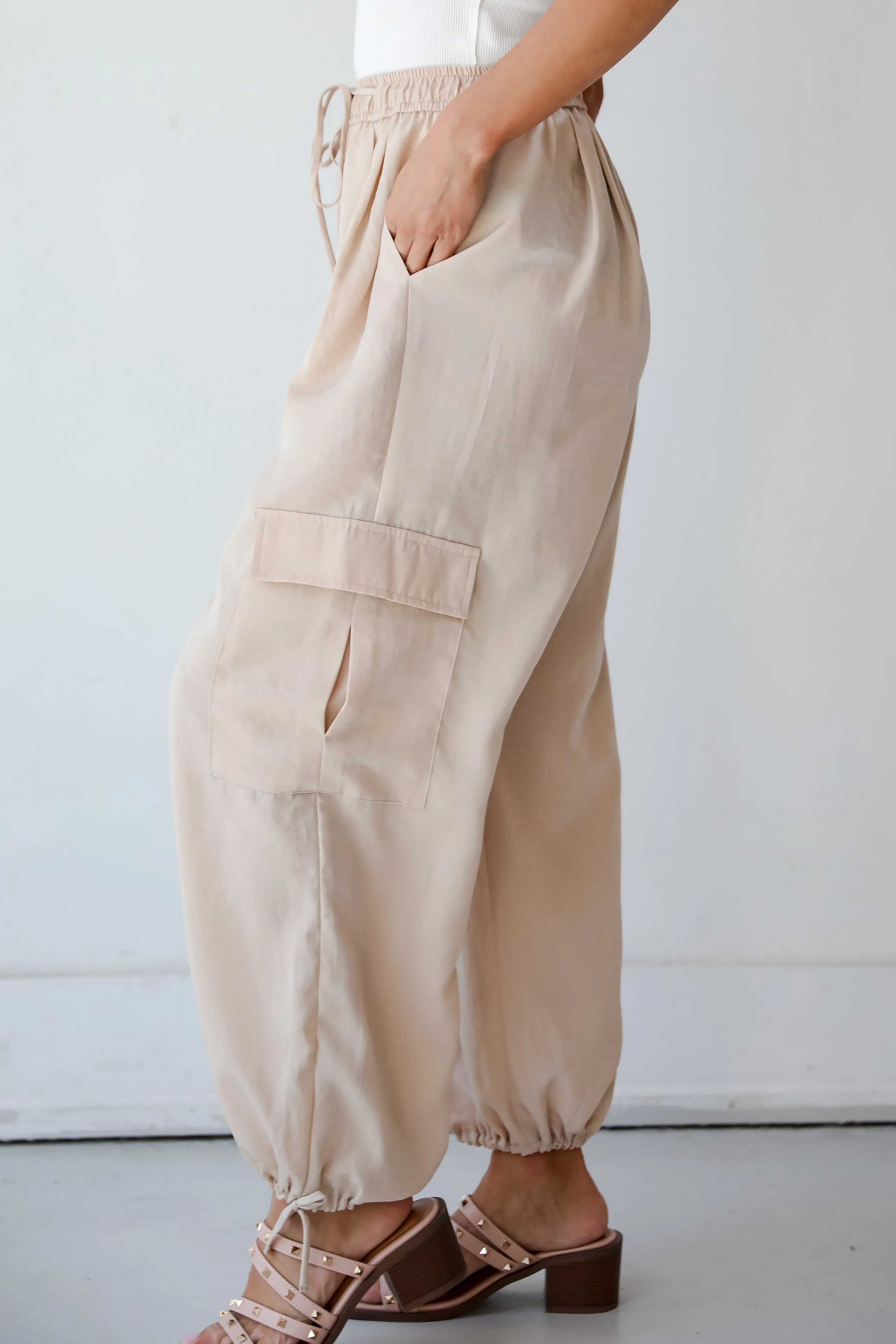 FINAL SALE - Poised Cool Taupe Cargo Pants