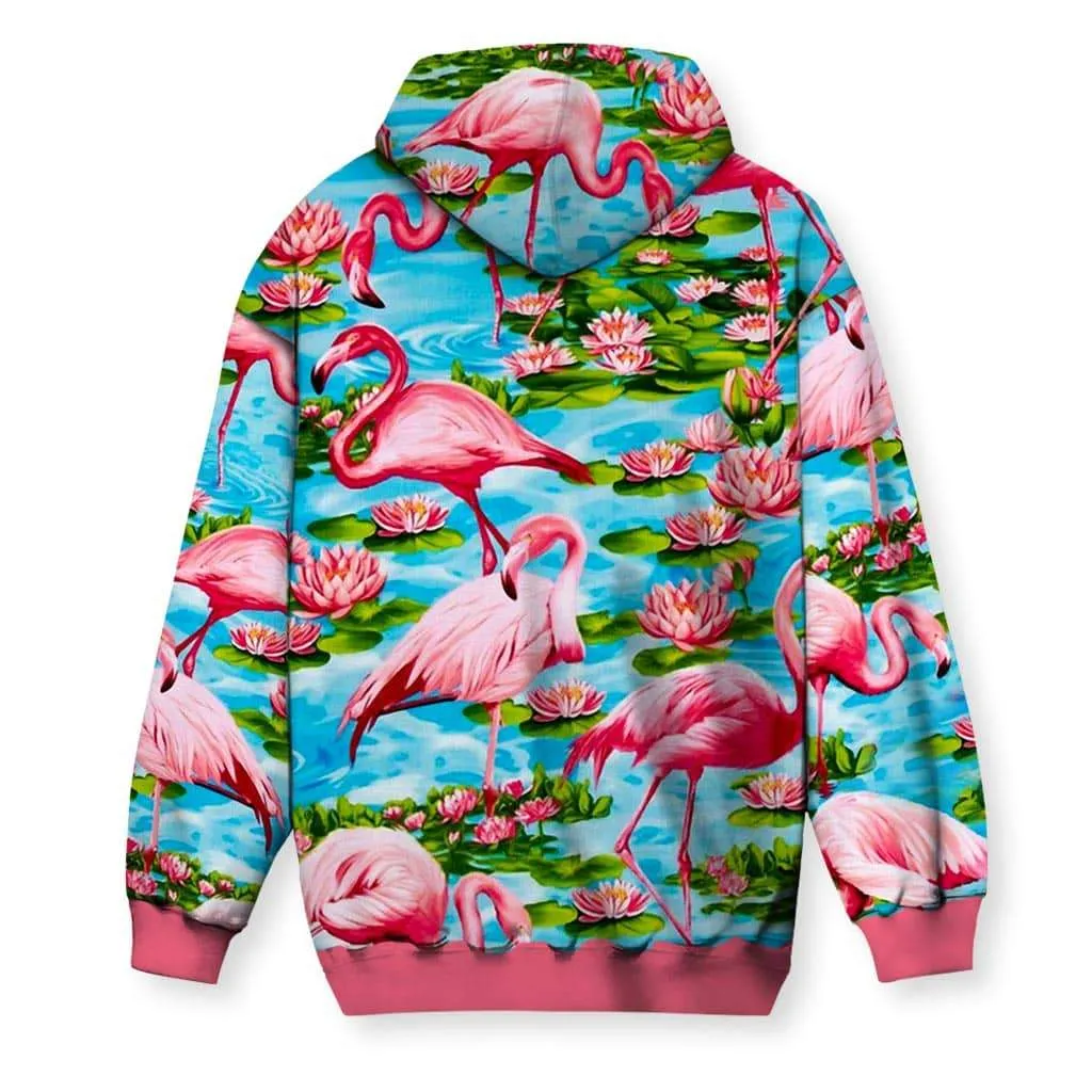 Flamingo Paradise Men's Zip-Up Hoodie