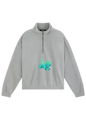 Fleece Half Zip-up Print Sweatshirt