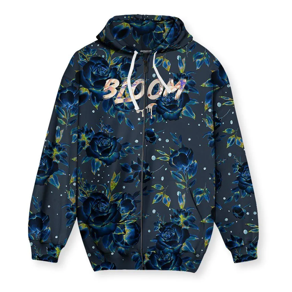 Holographic Flowers Men's Zip-Up Hoodie