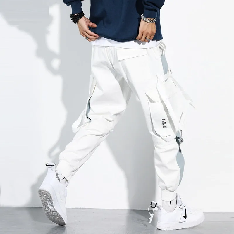 Joggers Men Ribbons Cargo Pants